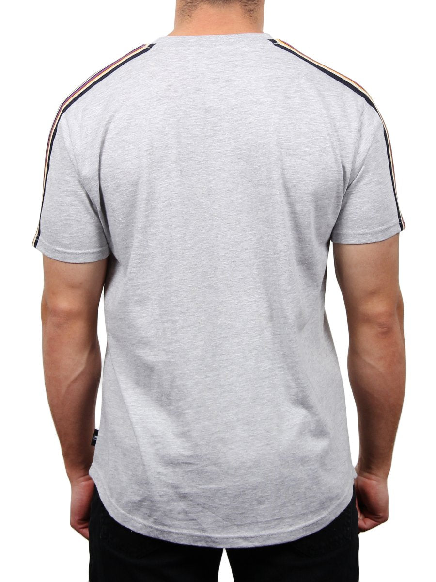 W2437-0014 SS CURVED CREW NECK WITH ATHLETIC TAPE