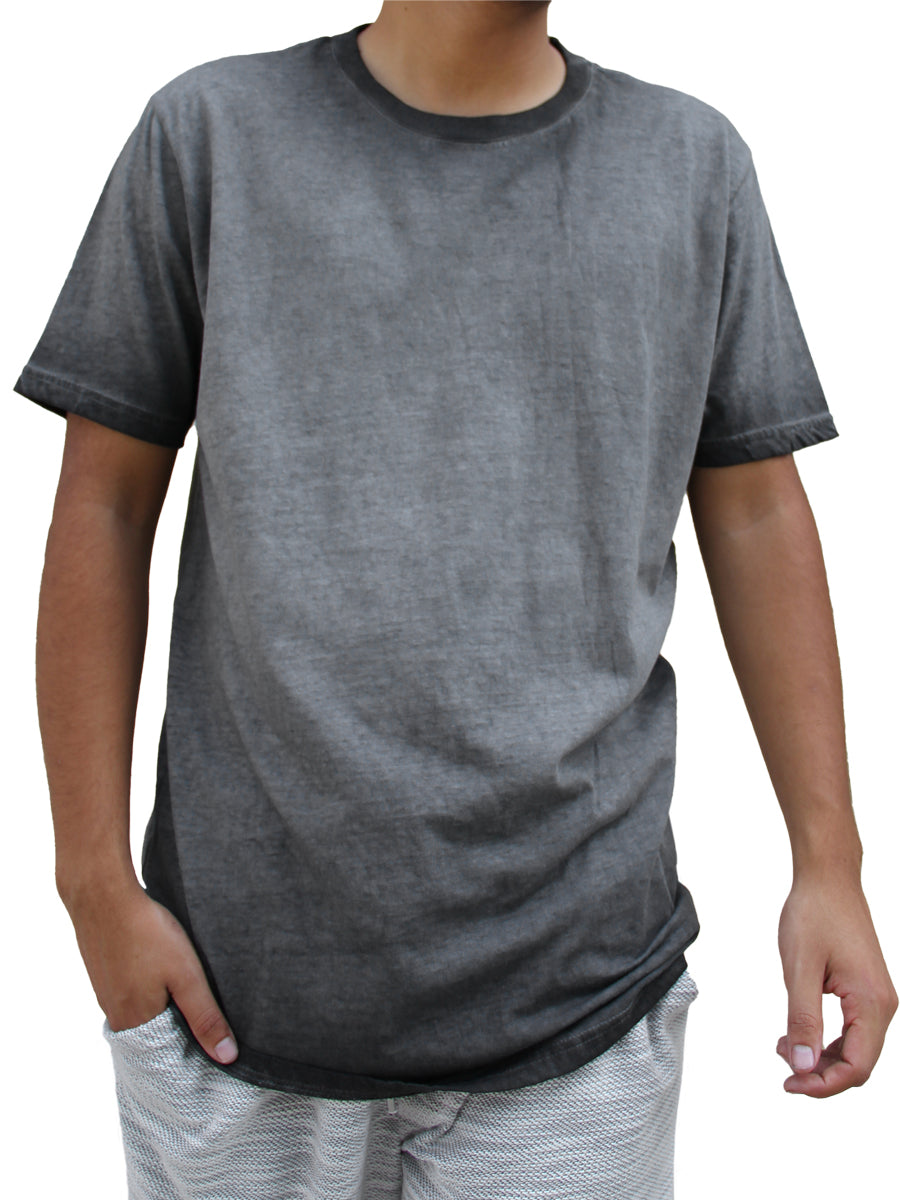W1100-T029 YM S/S JRSY OIL WASH BASIC CREW NECK TEE