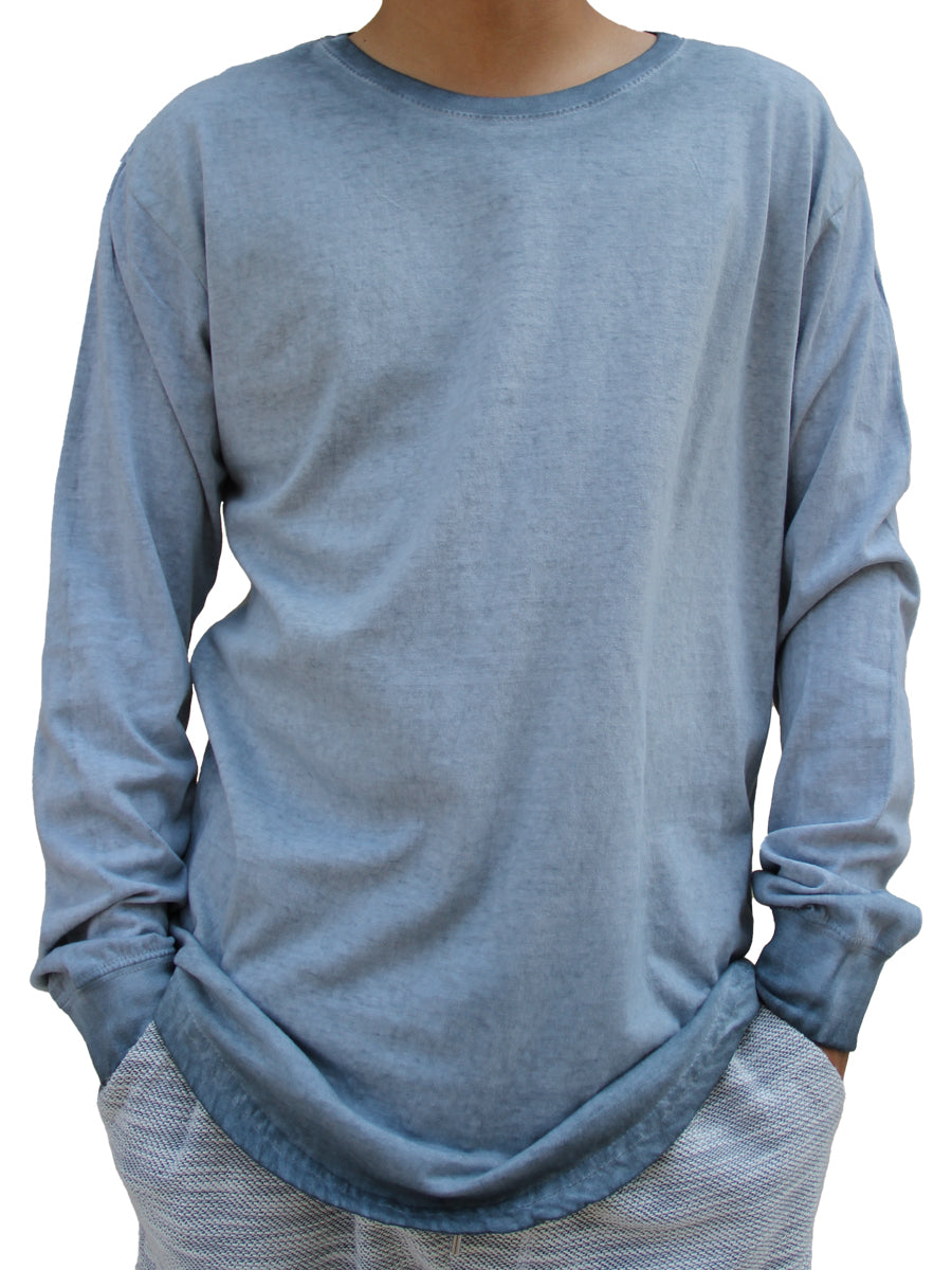 W2448-T029 YM LONG SLEEVE OIL WASH JRSY SCOOP CREW