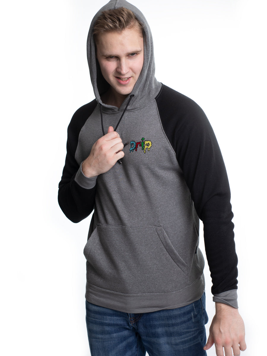 W2205-0617EM LIGHT WEIGHT FLEX FLEECE "DRIP" LC EMBROIDERED P/O RAGLAN HOOD