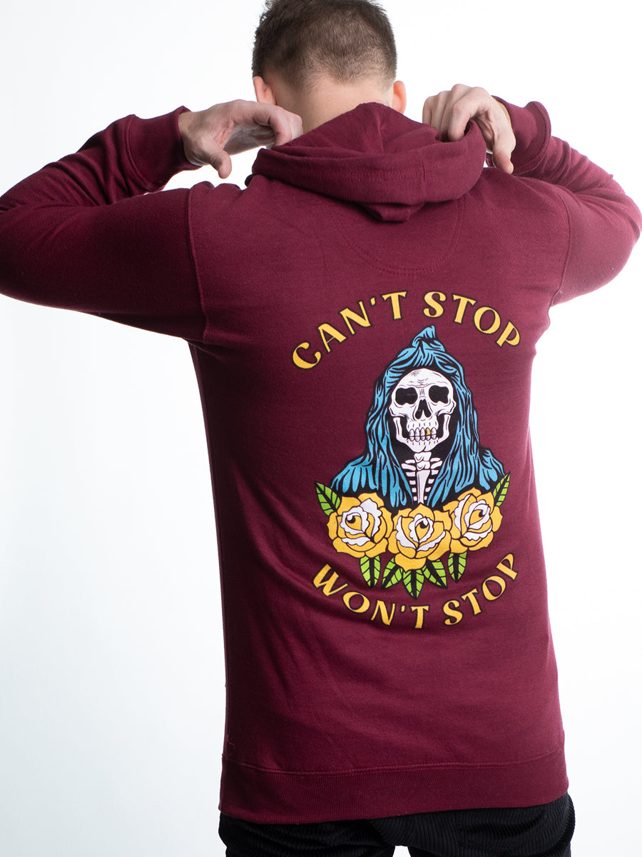 W2447-0853PT GRIM ON ROSES PULLOVER HOODIE