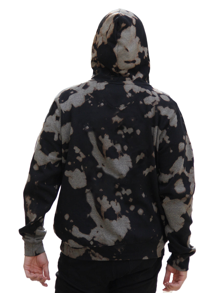 W2447-T014 L/S BLEACH TIE DYE PULLOVER HOODIE