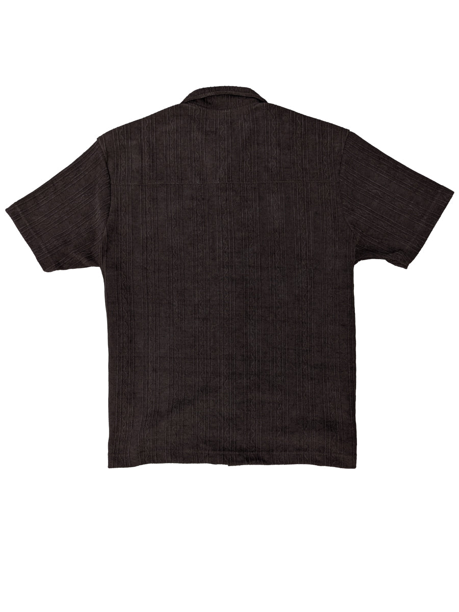 W2522-0005 VELOUR KNIT CUBAN FASHION SHIRT