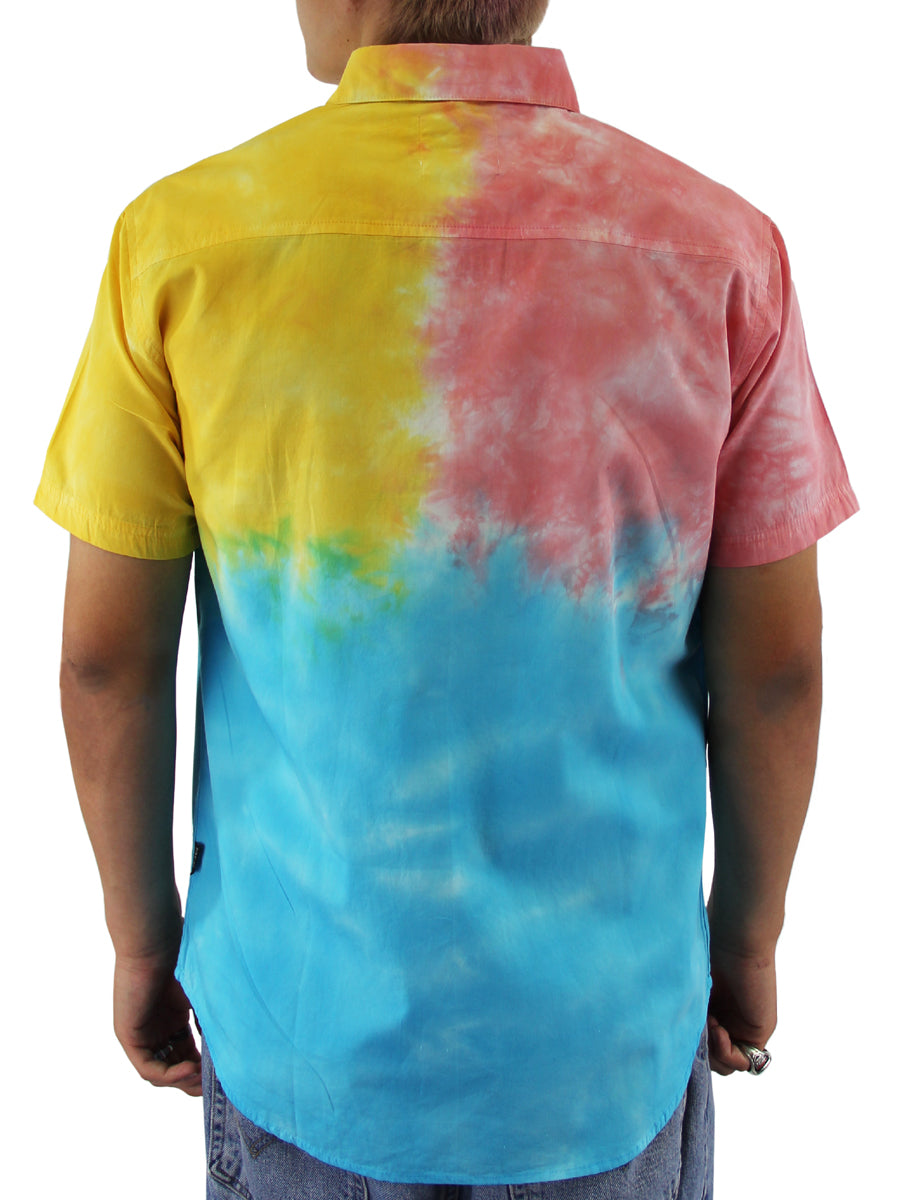 W2242-T023 TRIO TIE DYE BUTTON DOWN SHIRT