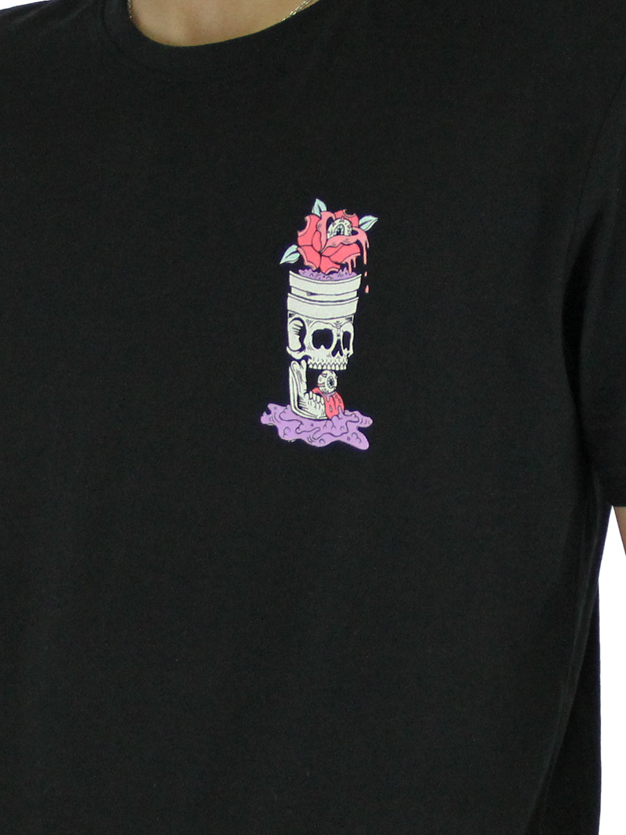 W2437-0877PT ROSE DRINK PRINTED CREW NECK TEE