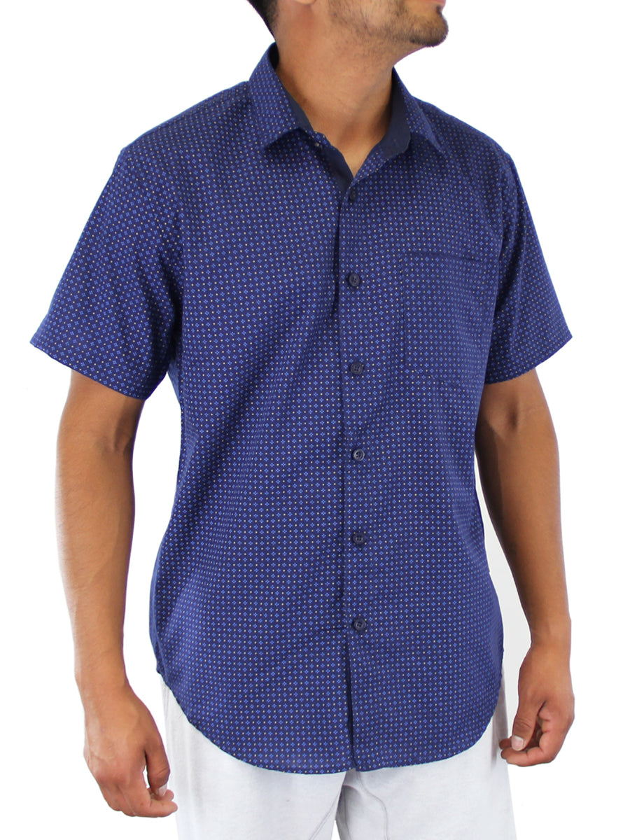 W2242-0271DW GOLD ZONE PRINT BUTTON DOWN SHIRT