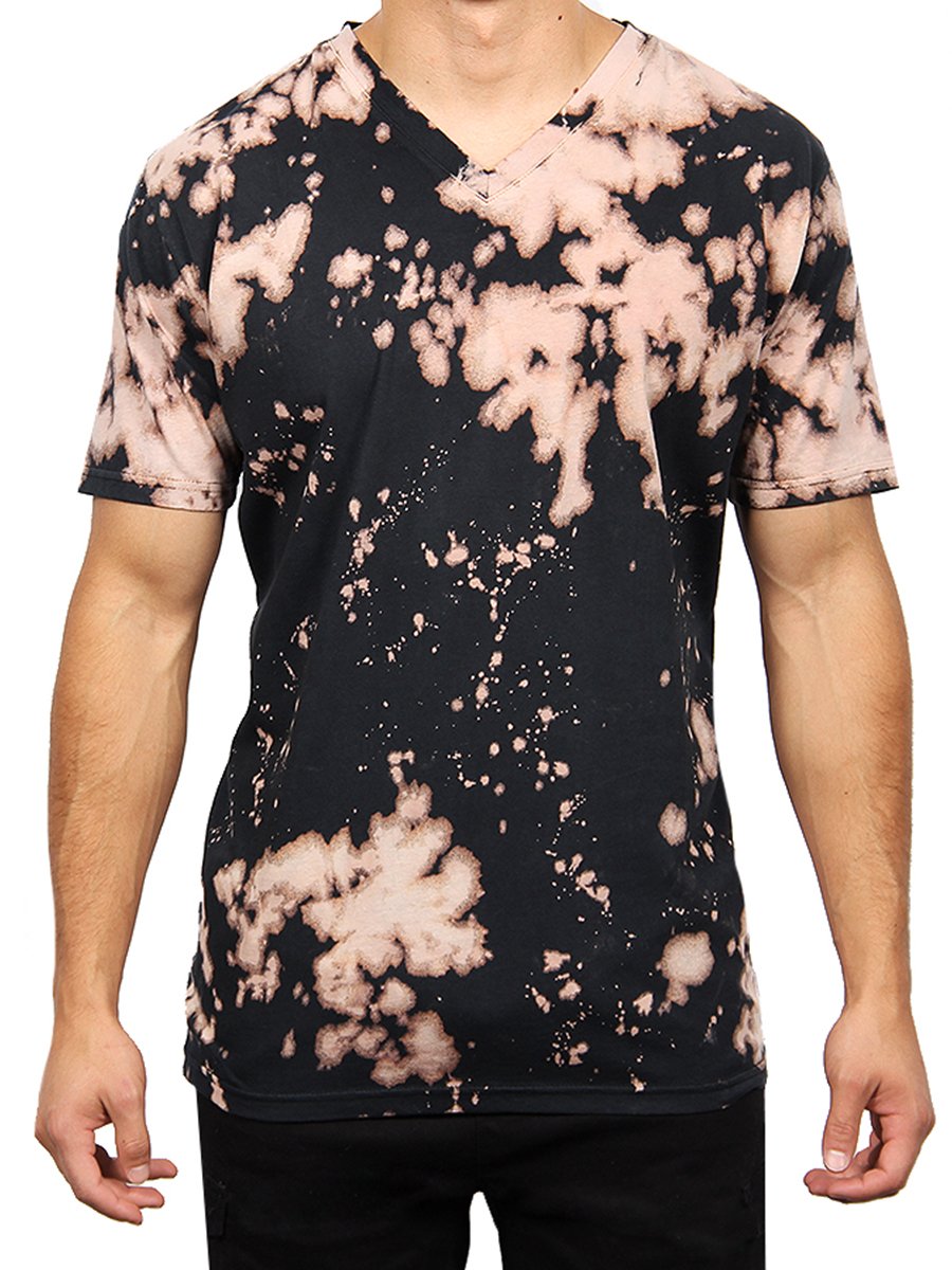 W1047-T014 BLEACH TIE DYE V-NECK