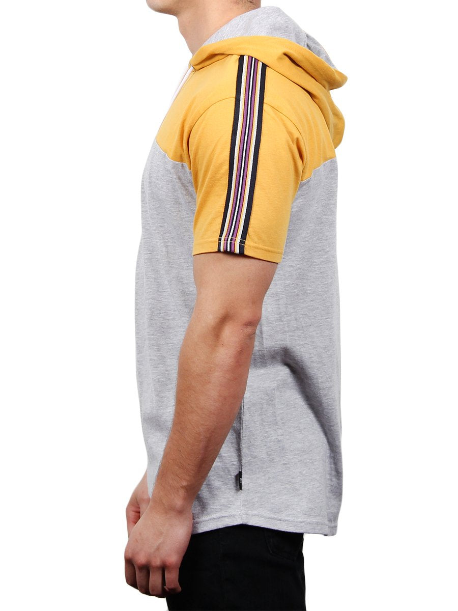 W2478-0001 BUNNY PANEL SHORT SLEEVE PULLOVER HOODIE