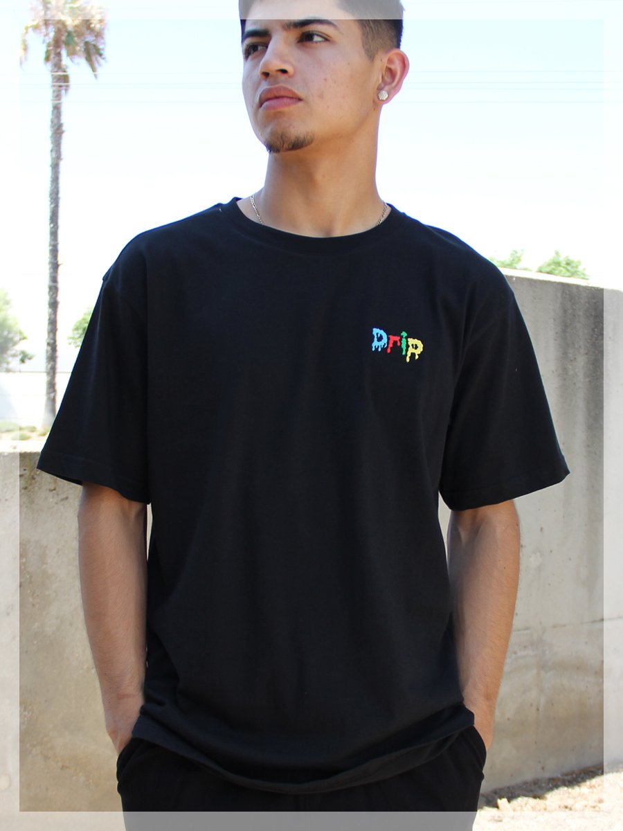 W2494-0617EM DRIP EMBROIDERY  BOXY CREW NECK TEE