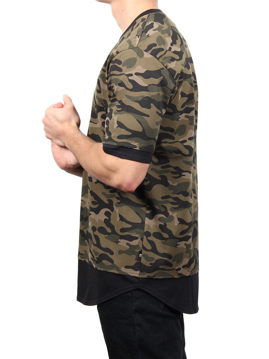 W2477-0001 SHORT SLEEVE CAMO TWOFER CREW TEE