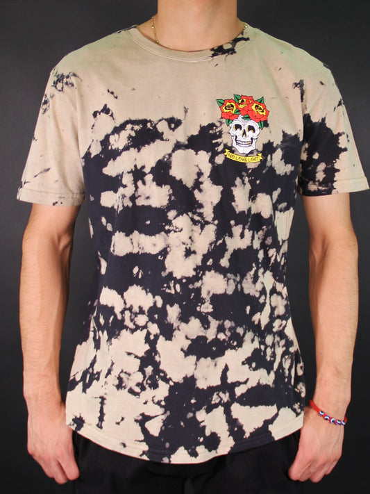 W2437-0719BW GRATEFUL ROSE TIE DYE CREW TEE