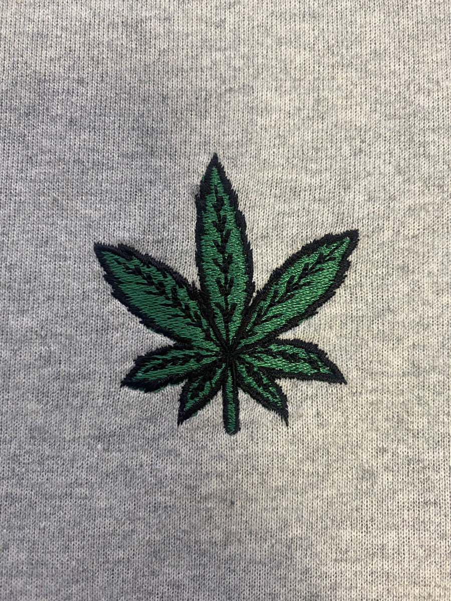 W1980-0517EM WEED LEAF RAGLAN CREW NECK TEE