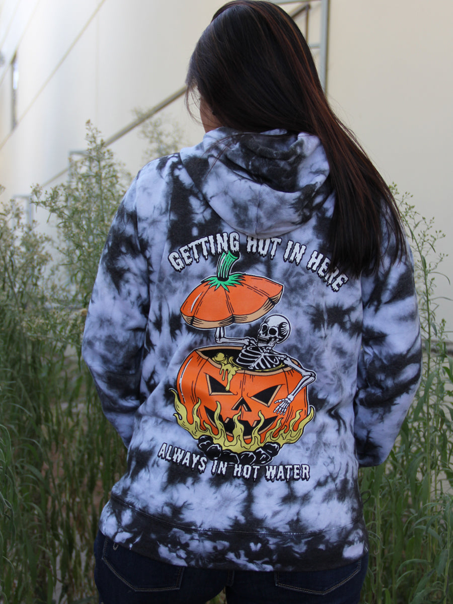 W2447-0852CW HOT WATER TIE DYE PULLOVER HOOD