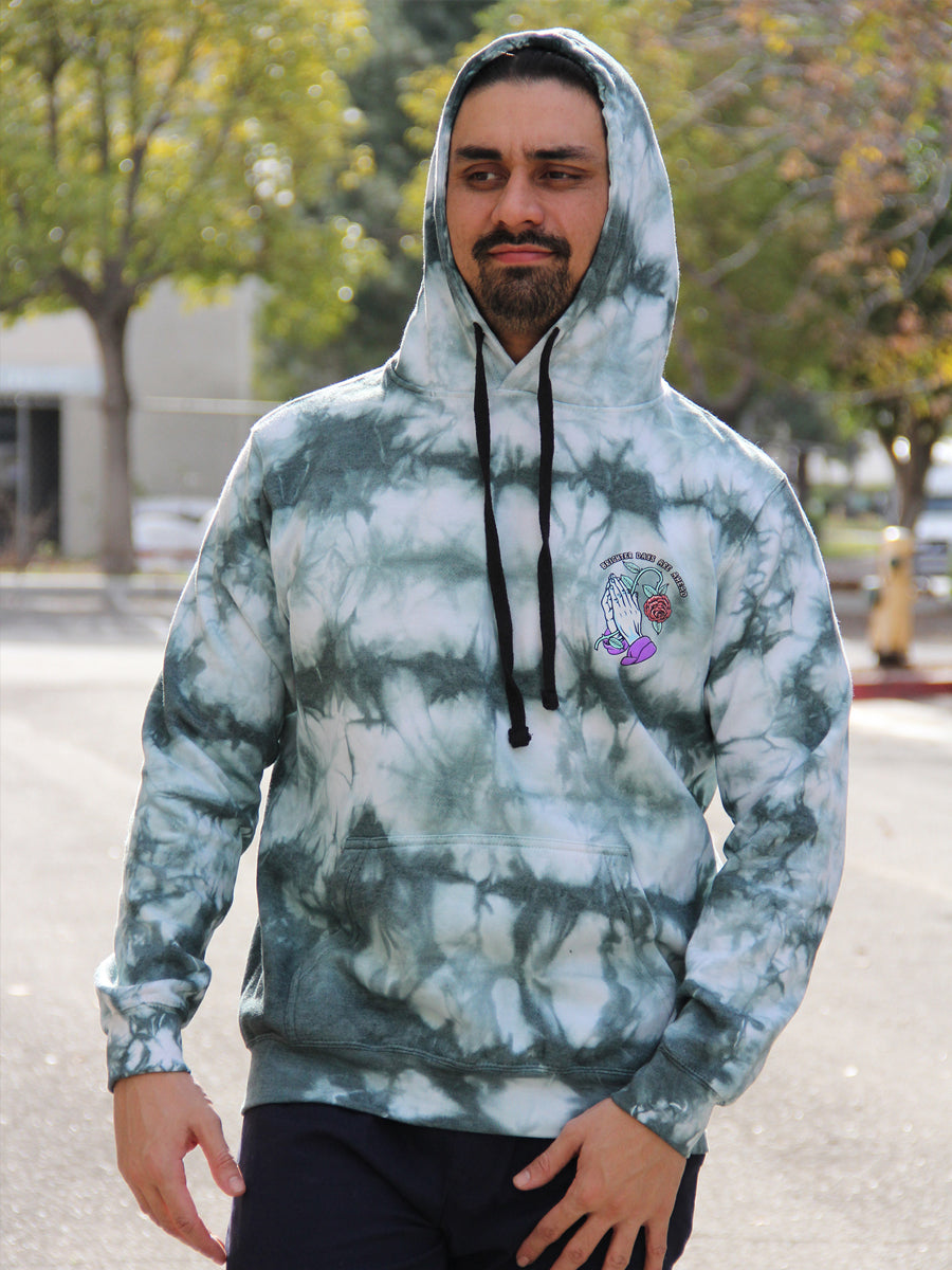 W2447-0851CW PRAY BIG TIE DYE PULLOVER HOODIE