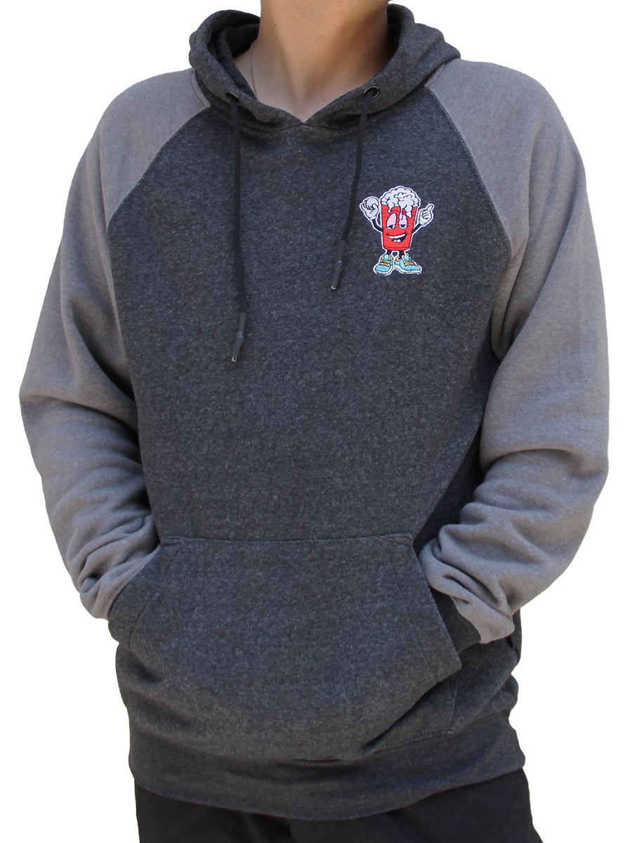 W2205-0841EM YM LIGHT WEIGHT FLEX FLEECE "BEER PONG CHAMP" LC EMBROIDERED P/O RAGLAN HOODIE