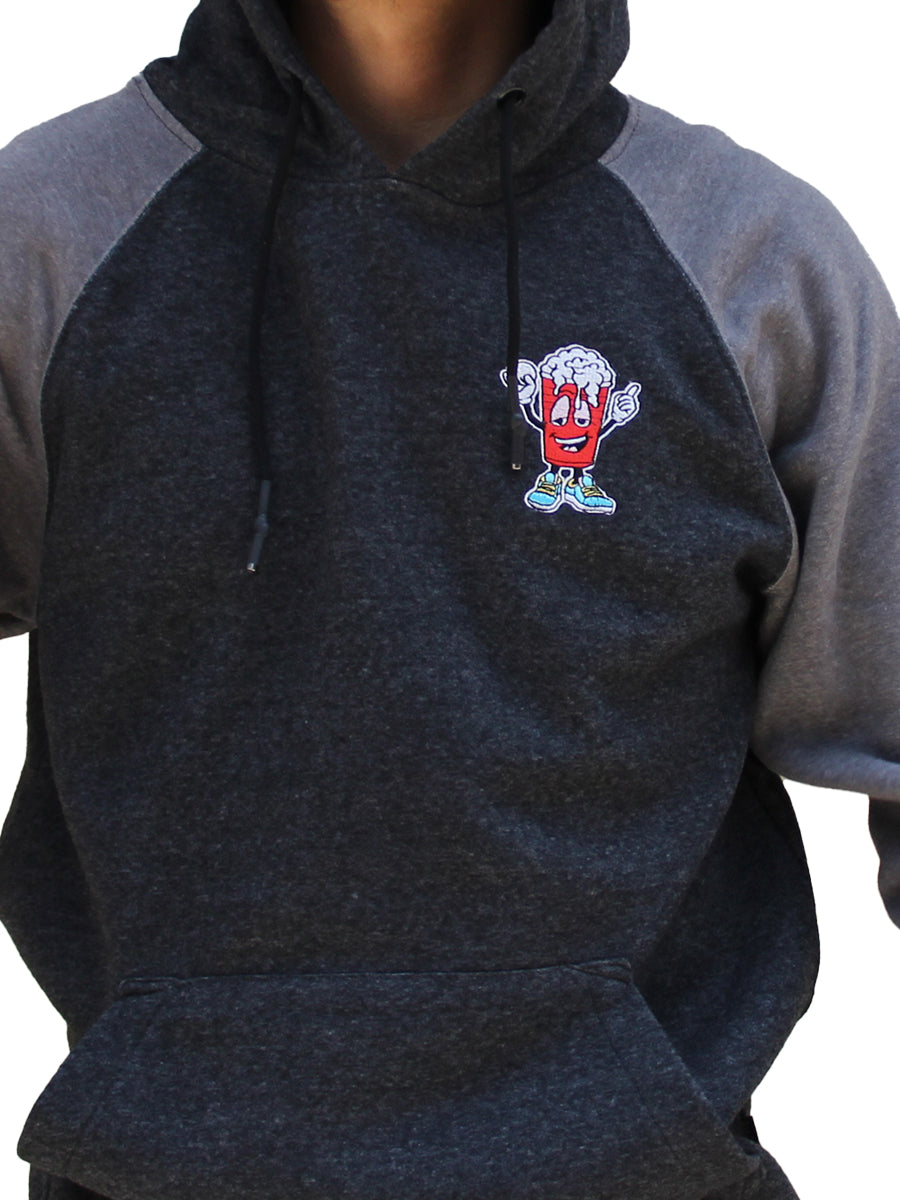 W2205-0841EM YM LIGHT WEIGHT FLEX FLEECE "BEER PONG CHAMP" LC EMBROIDERED P/O RAGLAN HOODIE