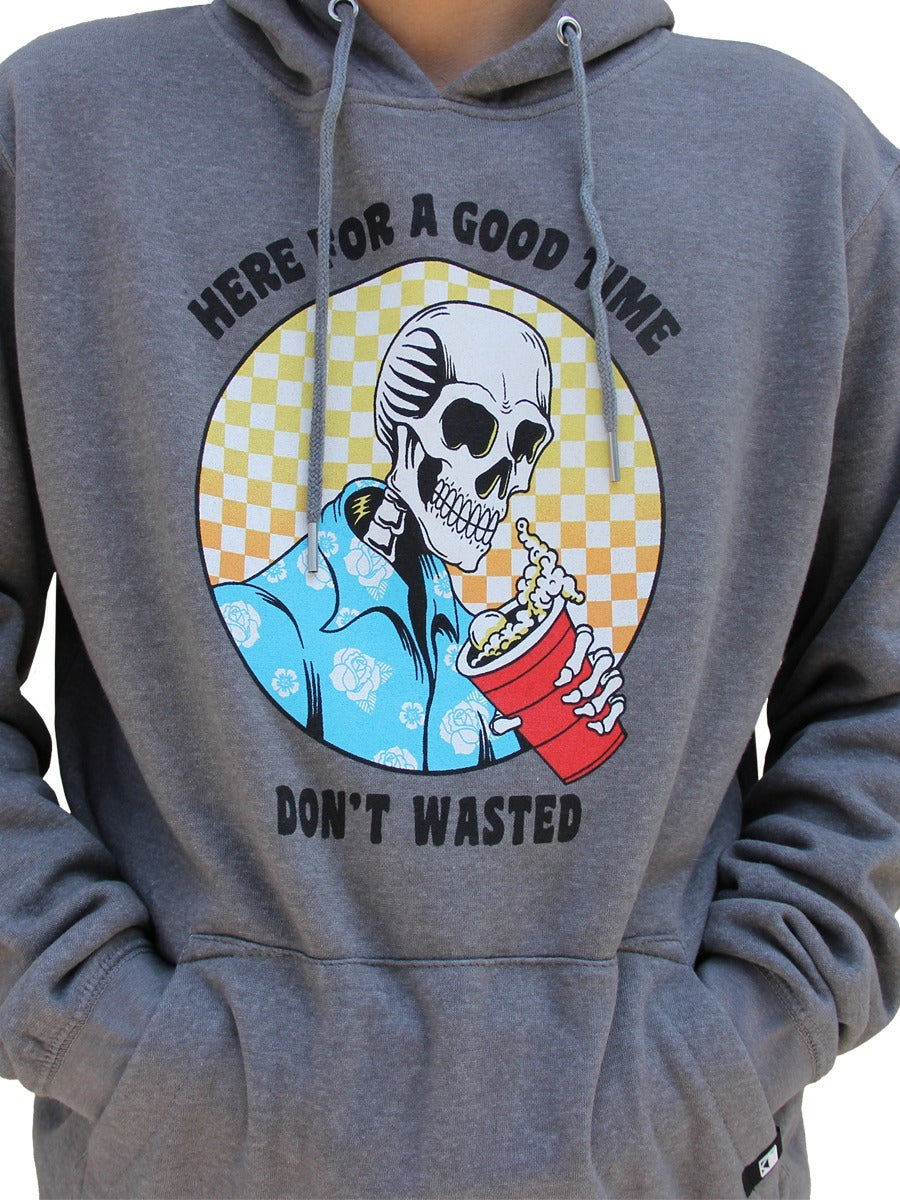 W2447-0846PT YM LS LIGHT WEIGHT FLEX FLEECE "HERE FOR A GOOD TIME" FRONT PRINT PULLOVER HOODY