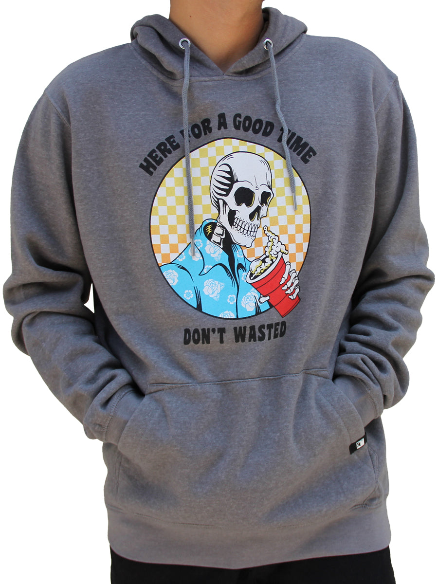 W2447-0846PT YM LS LIGHT WEIGHT FLEX FLEECE "HERE FOR A GOOD TIME" FRONT PRINT PULLOVER HOODY