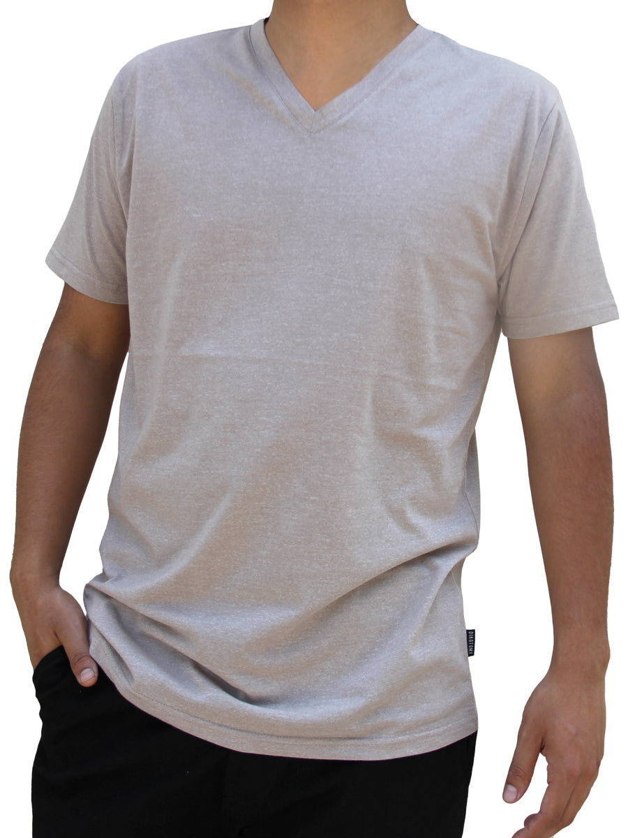 W1047-0047 TRI-GRAVEL JERSEY SS V-NECK