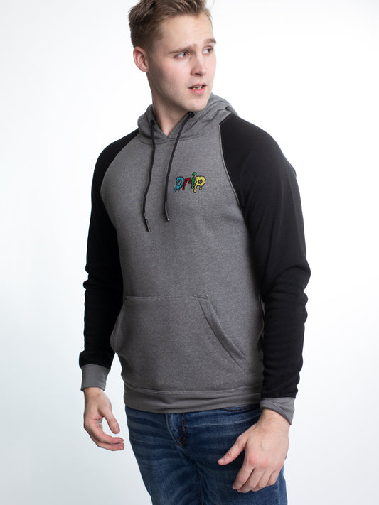 W2205-0617EM LIGHT WEIGHT FLEX FLEECE "DRIP" LC EMBROIDERED P/O RAGLAN HOOD