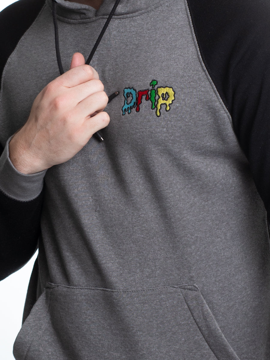 W2205-0617EM LIGHT WEIGHT FLEX FLEECE "DRIP" LC EMBROIDERED P/O RAGLAN HOOD