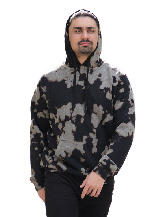 W2447-T014 L/S BLEACH TIE DYE PULLOVER HOODIE