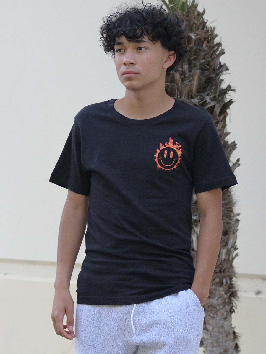 W2511-0949PT PRINTED SHORT SLEEVE HOT SMILES CREW NECK TEE