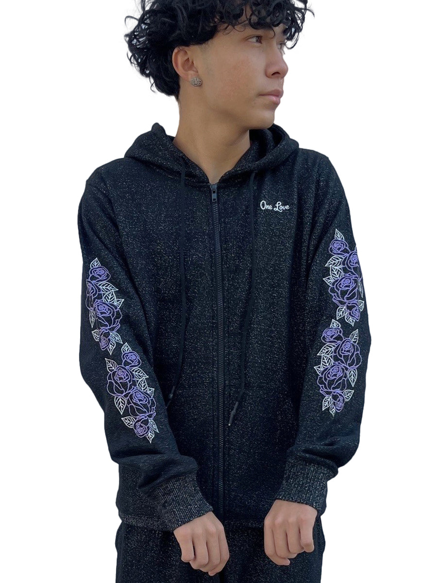 W1534-0959EM LOVE LINES COSMO FLEECE ZIP HOODIE