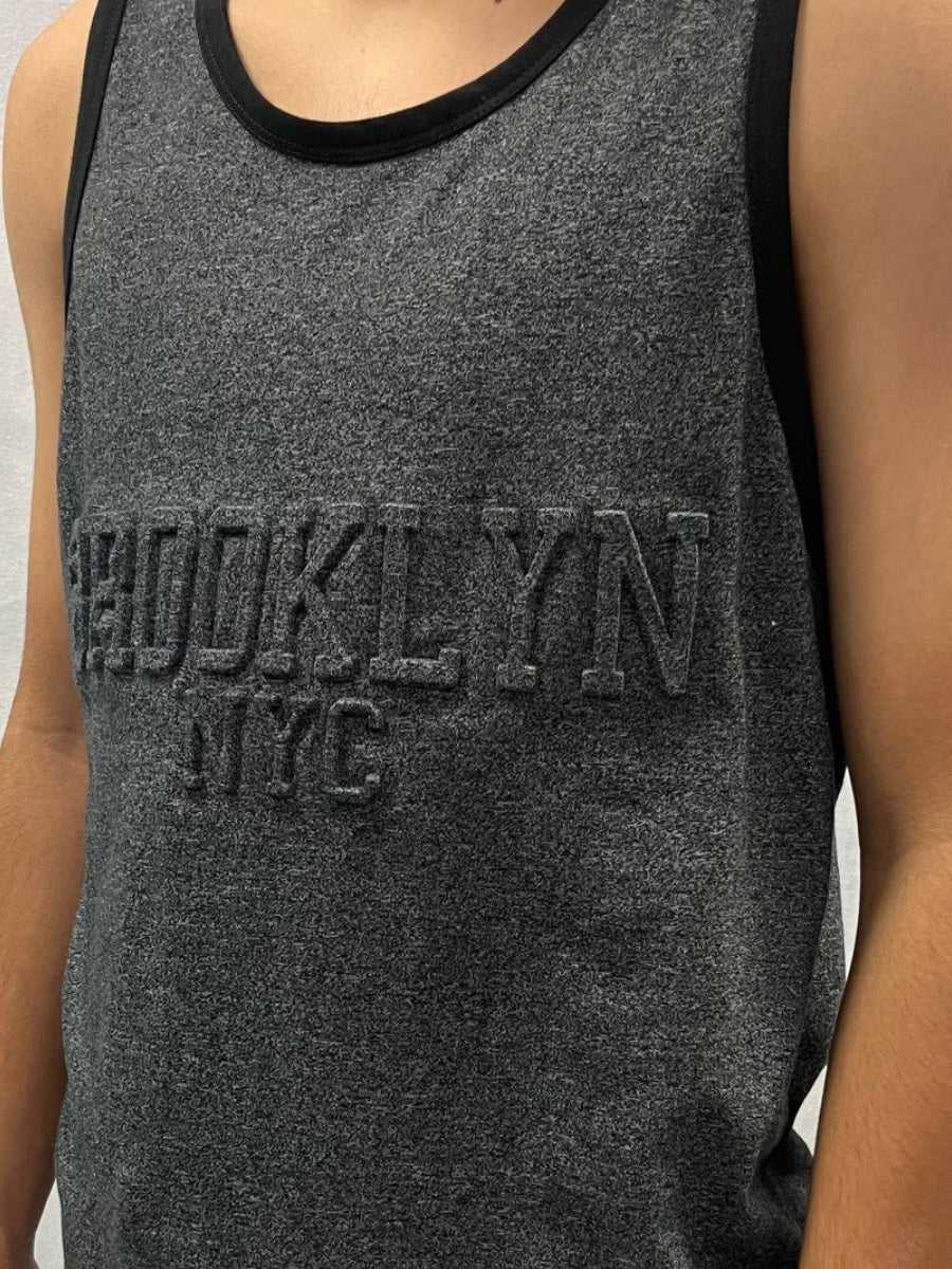 W1896-0930EMB BROOKLYN NYC EMBOSSED TANK TOP