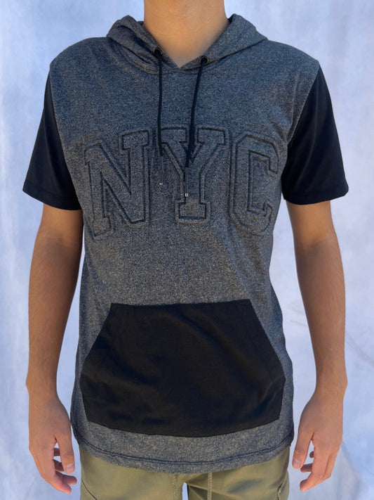 W2431-0936EMB EMBOSSED NYC SHORT SLEEVE HOOD