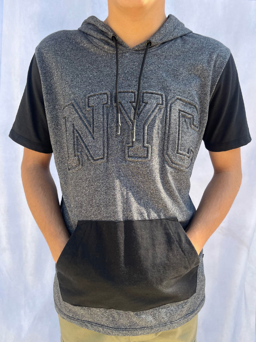 W2431-0936EMB EMBOSSED NYC SHORT SLEEVE HOOD
