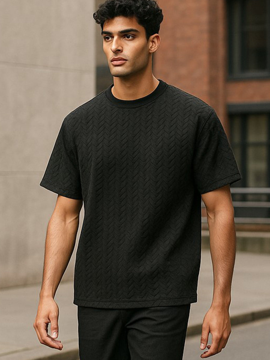 W2494-0018 BRAID KNIT BOXY TEE