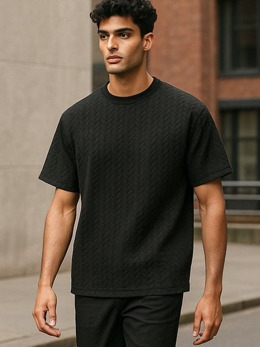 W2494-0018 BRAID KNIT BOXY TEE