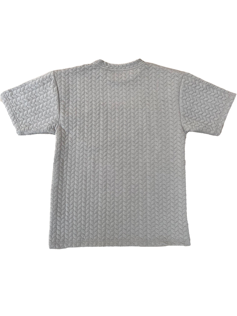 W2494-0936EMB BRAID STRIPE EMBOSSED NYC CREW NECK BOXY TEE