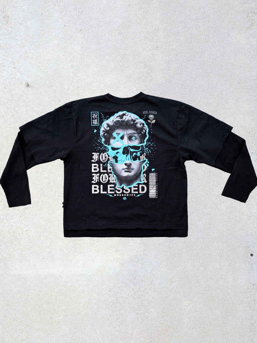 W2524-1030PT BLESSED RAW EDGE CROPPED 2FER