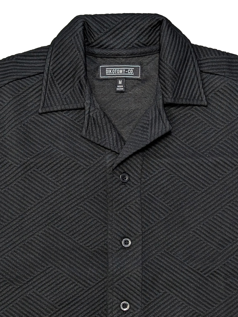 W2522-0001 GEO KNIT CUBAN SHIRT