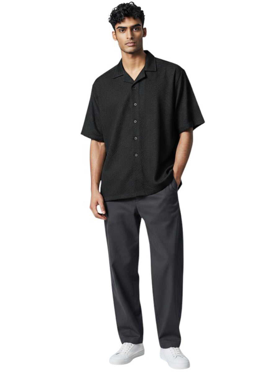 W2522-0001 GEO KNIT CUBAN SHIRT