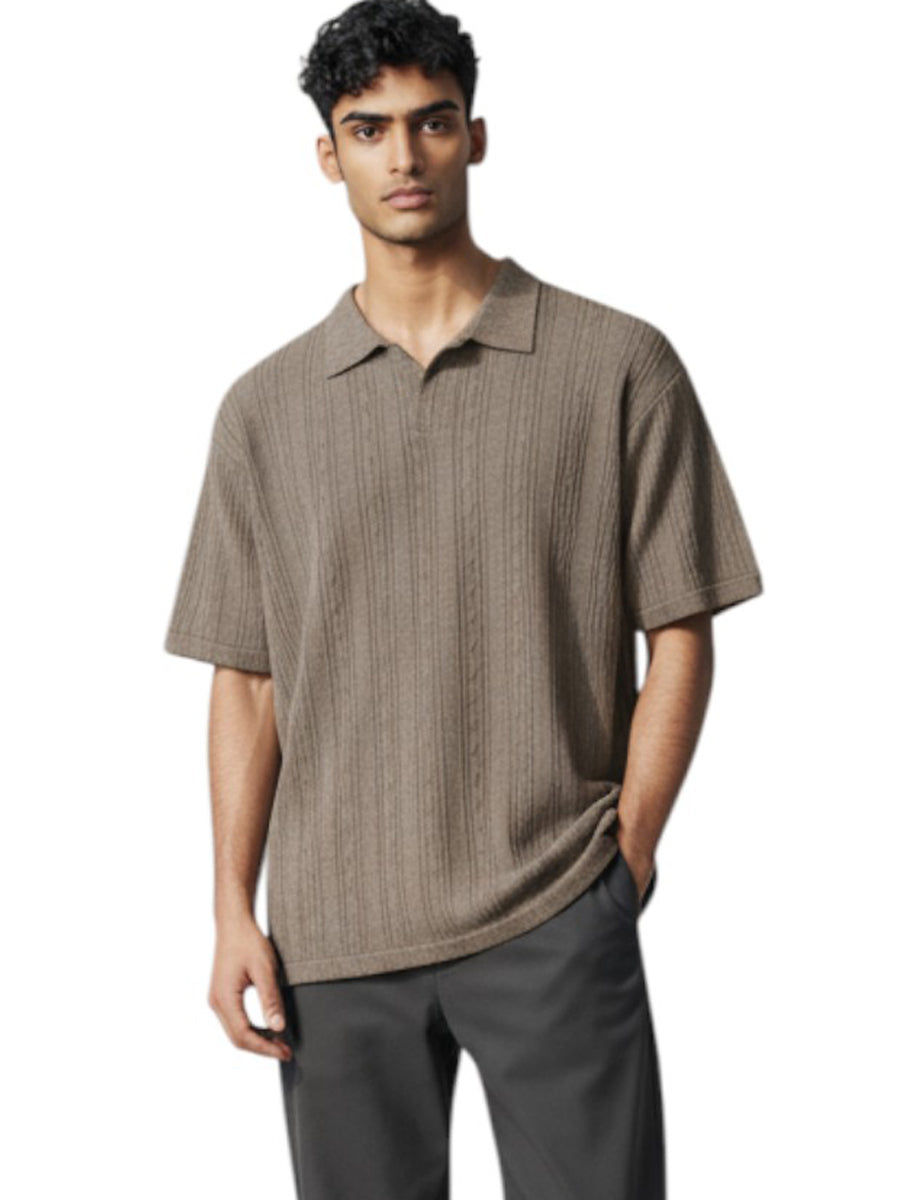 W2523-0001 VELOUR KNIT SWEATER POLO