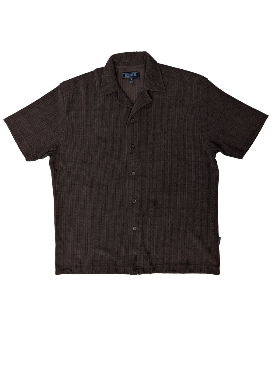 W2522-0005 VELOUR KNIT CUBAN FASHION SHIRT