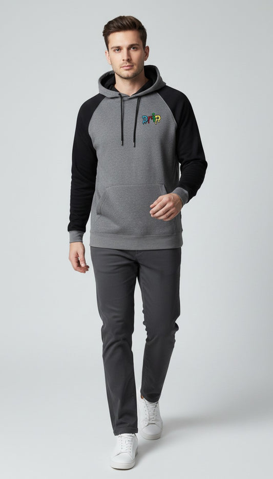 W2205-0617EM LIGHT WEIGHT FLEX FLEECE "DRIP" LC EMBROIDERED P/O RAGLAN HOOD