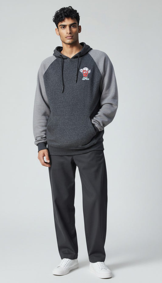 W2205-0841EM YM LIGHT WEIGHT FLEX FLEECE "BEER PONG CHAMP" LC EMBROIDERED P/O RAGLAN HOODIE