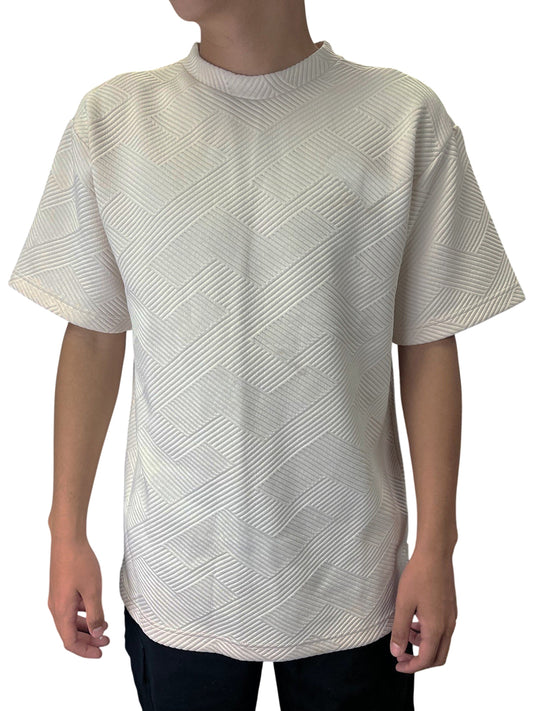 W2494-0013 GEO KNIT BOXY TEE