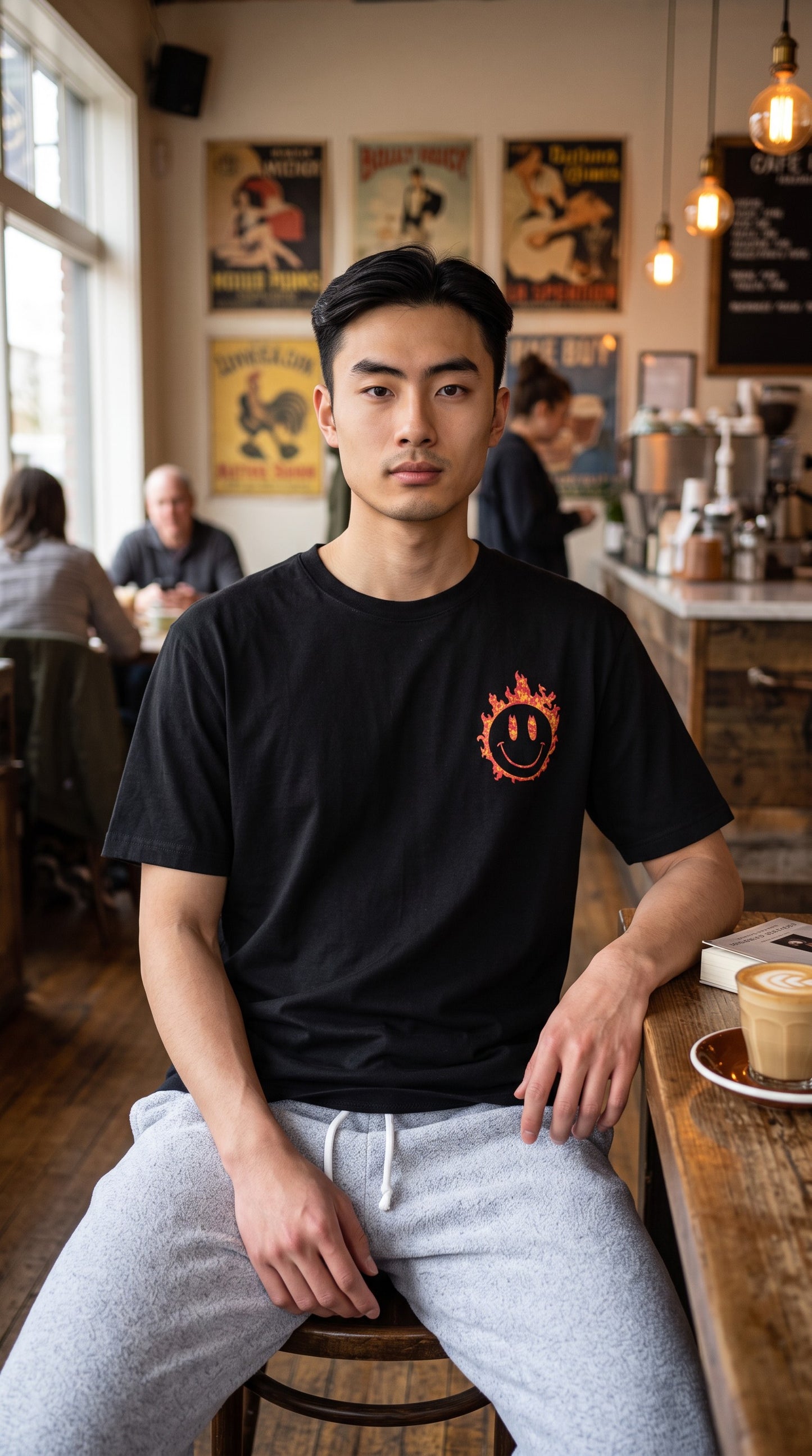 W2511-0949PT PRINTED SHORT SLEEVE HOT SMILES CREW NECK TEE