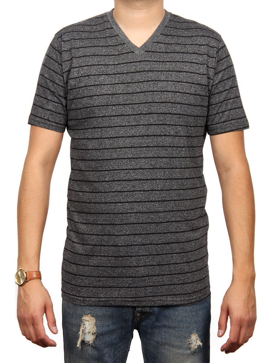 W1047-0217ST CALI GRAVEL STRIPE SS V-NECK
