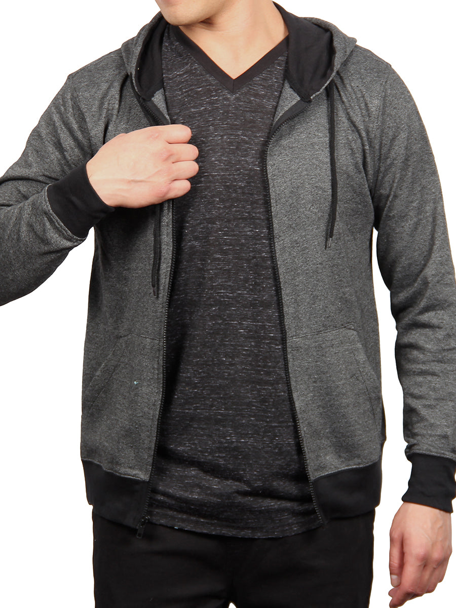 W1534-0015 TRI-GRAVEL FULL ZIP HOODIE