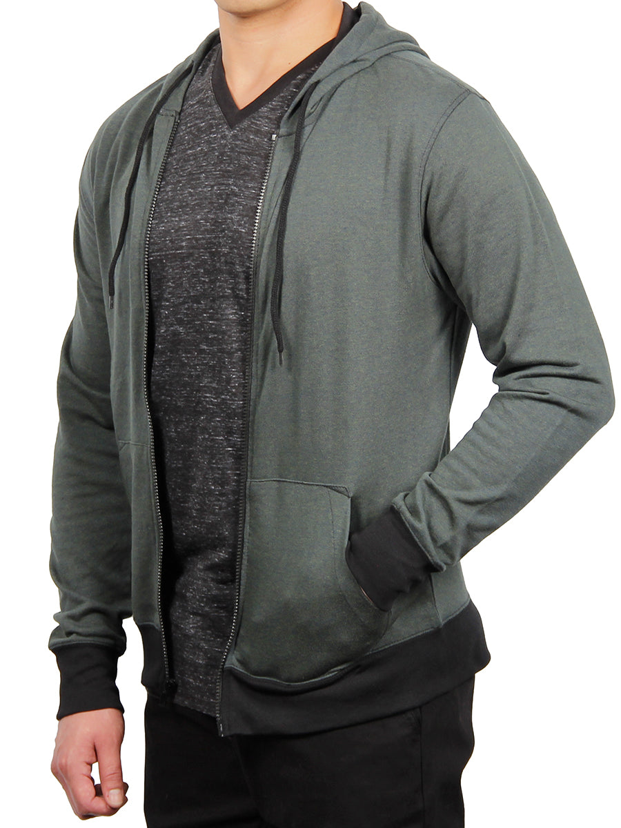 W1534-0015 TRI-GRAVEL FULL ZIP HOODIE