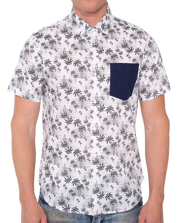 W2242-0155PT SHADED PALMS BUTTON DOWN SHIRT