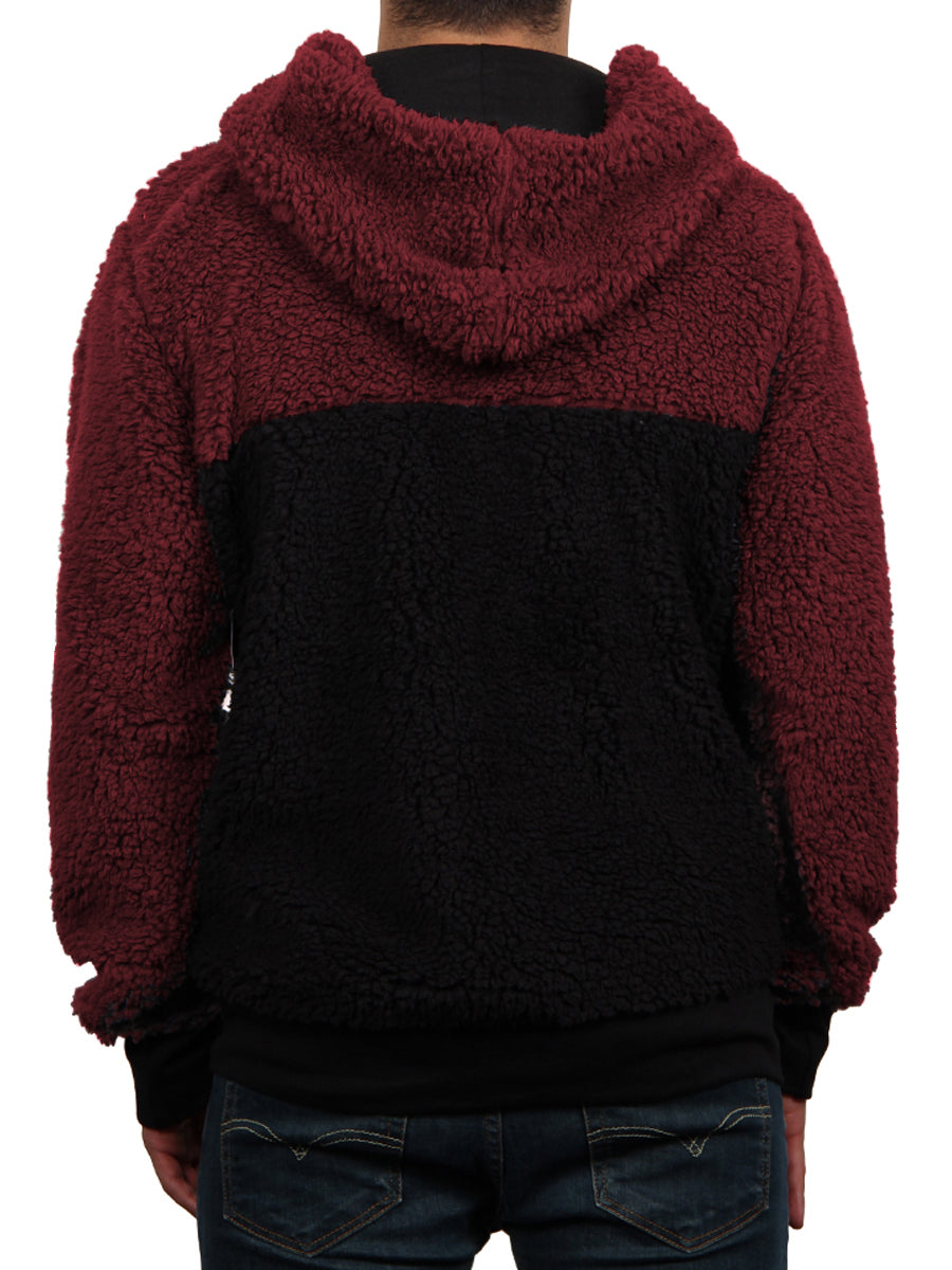 W2302-0005 PANELED SHERPA ZIP HOODIE