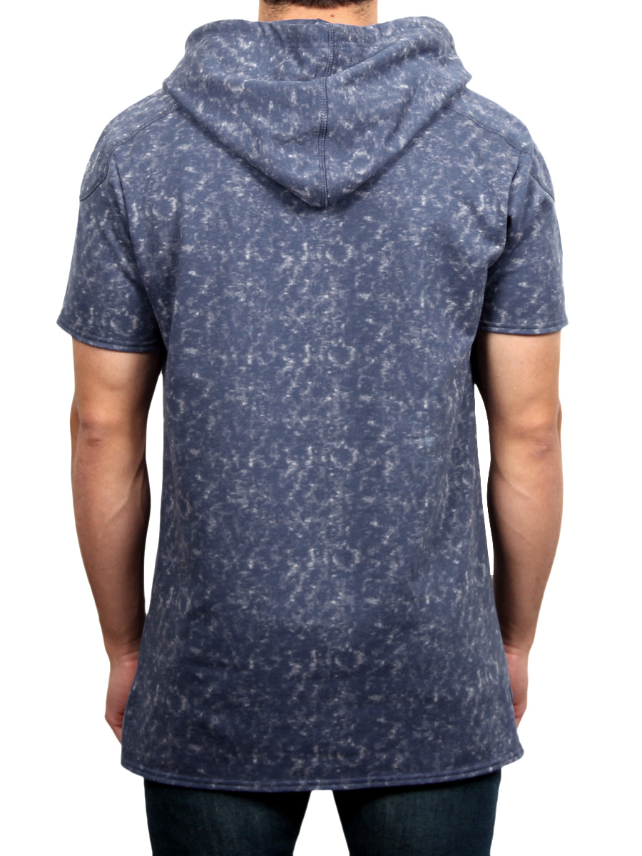 HI-LO RAFFA SHORT SLEEVE HOODIE-NAVY  SKU: W2458-0001
