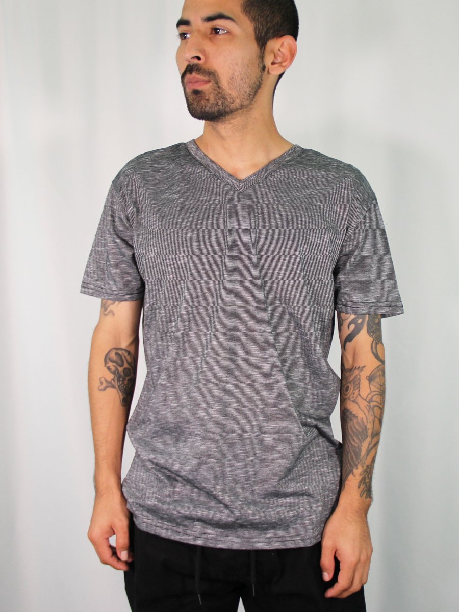 W1047-0048 END ON END JERSEY V-NECK TEE